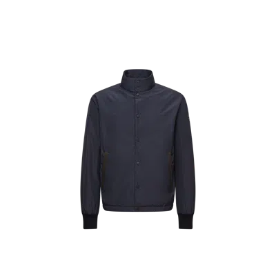 Moncler Doudoune Courte À Bords En Cuir Lanques In Blue