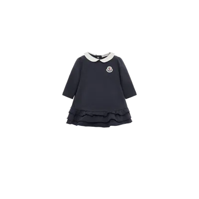 Moncler Robe En Coton À Volants In Blue