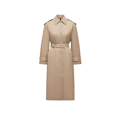 Moncler Yevre Down Trench Coat In Neutral