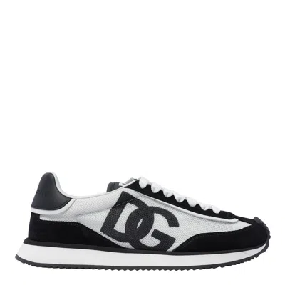 Dolce & Gabbana Multicolor Mesh And Split Leather Cushion Sneakers In Black