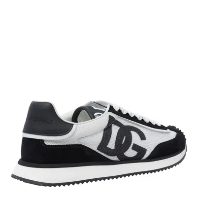Dolce & Gabbana Multicolor Mesh And Split Leather Cushion Sneakers In Black