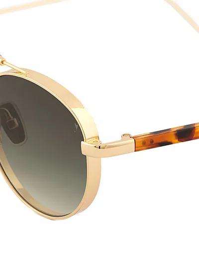 Eyepetizer Gold-tone Round-frame Sunglasses In Green