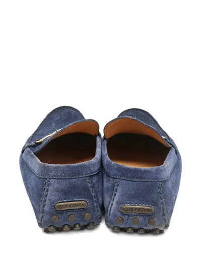 Pre-owned Louis Vuitton 2024 Suede Loafers In Blue