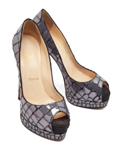 Pre-owned Christian Louboutin 135mm Mosaic Sobek Peep-toe Pumps