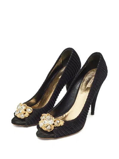 Pre-owned Miu Miu 120mm Peep-toe Crystal-embellished Pumps