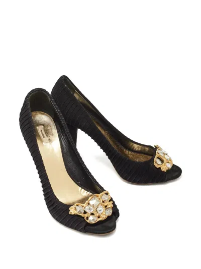 Pre-owned Miu Miu 120mm Peep-toe Crystal-embellished Pumps