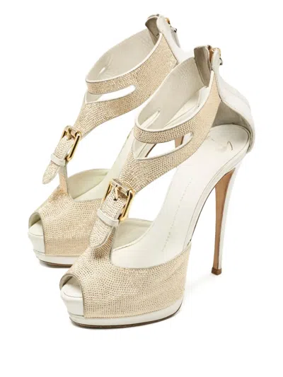 Pre-owned Giuseppe Zanotti Vintage  120mm Platform Sandals In White