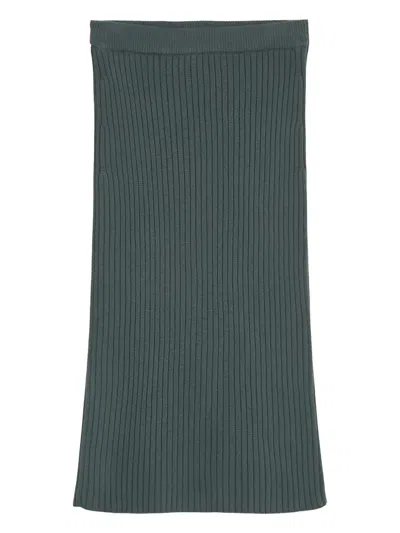 Marc O'polo Ribbed-knit Midi Skirt In Blue