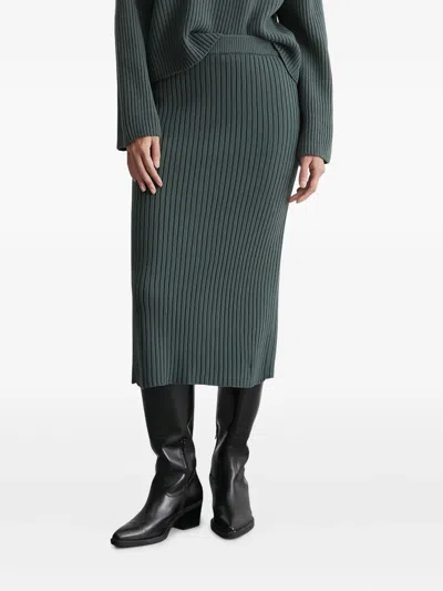 Marc O'polo Ribbed-knit Midi Skirt In Blue