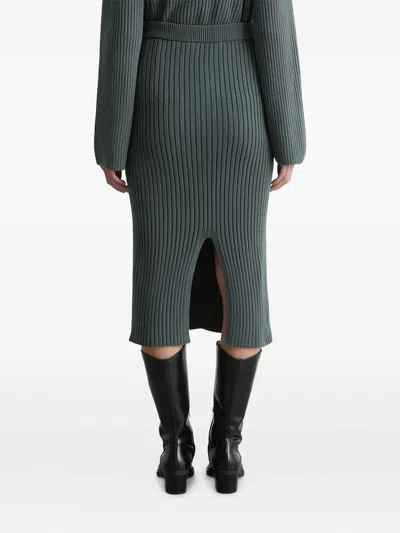 Marc O'polo Ribbed-knit Midi Skirt In Blue