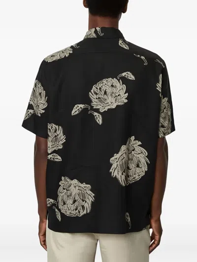 Marc O'polo Floral-print Short-sleeve Shirt In Black