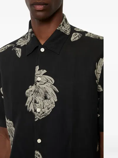 Marc O'polo Floral-print Short-sleeve Shirt In Black
