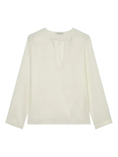 Marc O'polo Pleated Collar Long-sleeve Blouse In Neutral