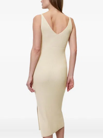 Marc O'polo Ribbed Slip Midi Dress In Gold