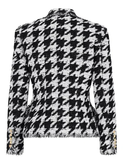Balmain Houndstooth-pattern Fringed Blazer