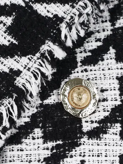 Balmain Houndstooth-pattern Fringed Blazer