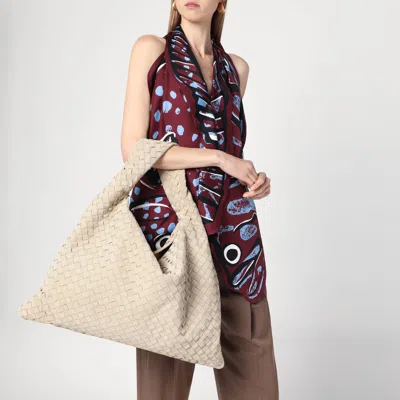 Bottega Veneta Hop Large Shoulder Bag Ecru In Suede