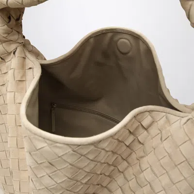Bottega Veneta Hop Large Shoulder Bag Ecru In Suede
