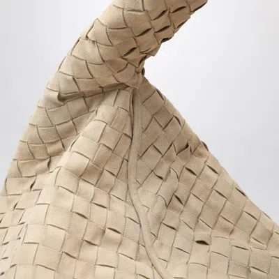 Bottega Veneta Hop Large Shoulder Bag Ecru In Suede