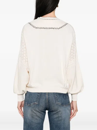 Ba&sh Bausca Embroidered Tassel-neck Top In Neutral