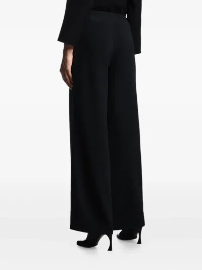 Emporio Armani High Waist Pleated Wide Leg Trousers In Black