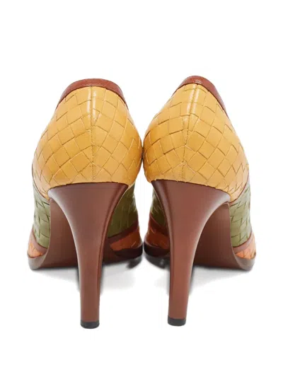 Pre-owned Bottega Veneta 110mm Woven Leather Peep-toe Pumps