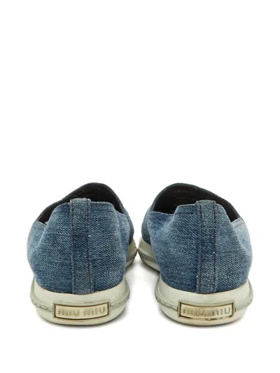 Pre-owned Miu Miu Denim Metal-toecap Sneakers