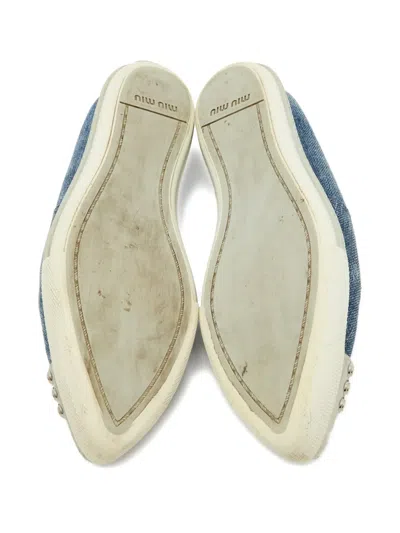 Pre-owned Miu Miu Denim Metal-toecap Sneakers