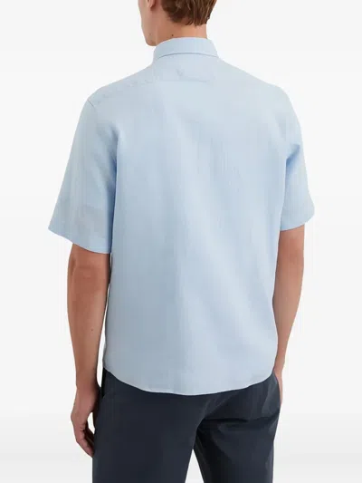 Marc O'polo Short-sleeve Button-up Shirt In Blue