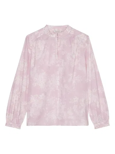 Marc O'polo Floral-print High-neck Blouse In Pink