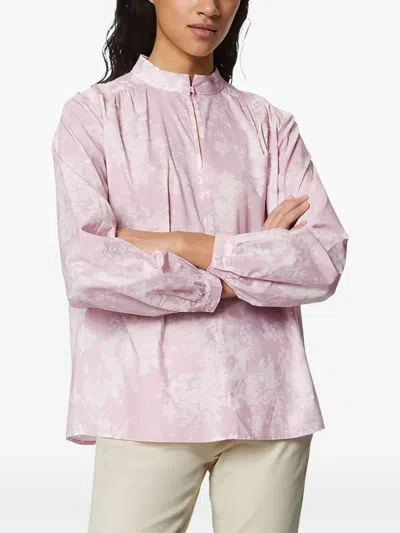 Marc O'polo Floral-print High-neck Blouse In Pink