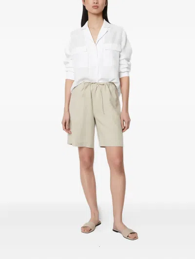 Marc O'polo Drawstring-waist Linen Shorts In Neutral