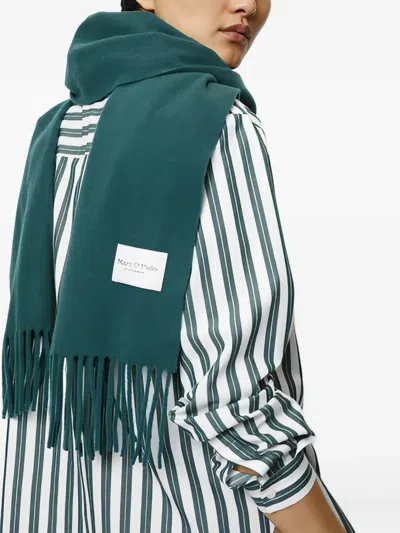 Marc O'polo Fringed Scarf In Green