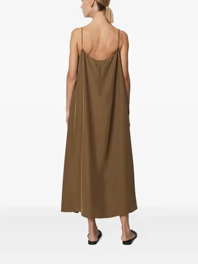 Marc O'polo Spaghetti-strap Slip Midi Dress In Brown