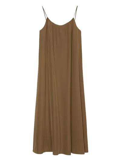 Marc O'polo Spaghetti-strap Slip Midi Dress In Brown