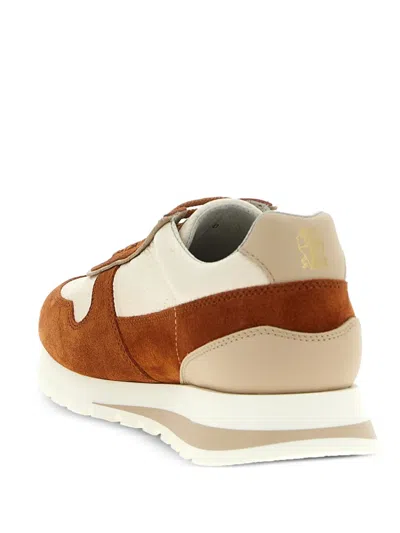 Brunello Cucinelli Suede Rubber Sole Leather Sneakers In Brown