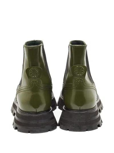 Pre-owned Alexander Mcqueen Wander Leather Boots In Green