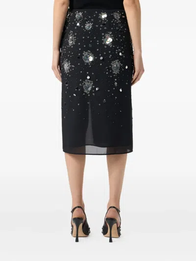 Blumarine Embroidered-sequins Wrap Mid Skirt In Black