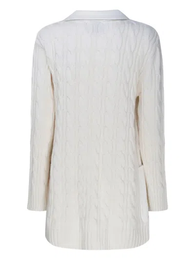 Max Mara Dalida Cable-knit Double-breasted Coat In White