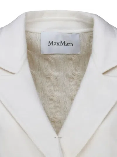Max Mara Dalida Cable-knit Double-breasted Coat In White