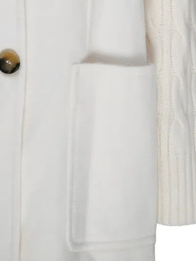 Max Mara Dalida Cable-knit Double-breasted Coat In White