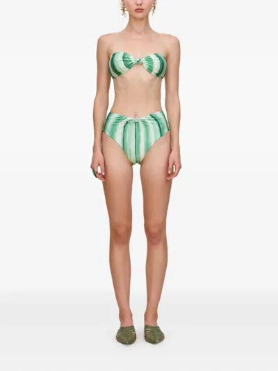Cult Gaia Oswin Painted-stripe Bikini Bottom In Green