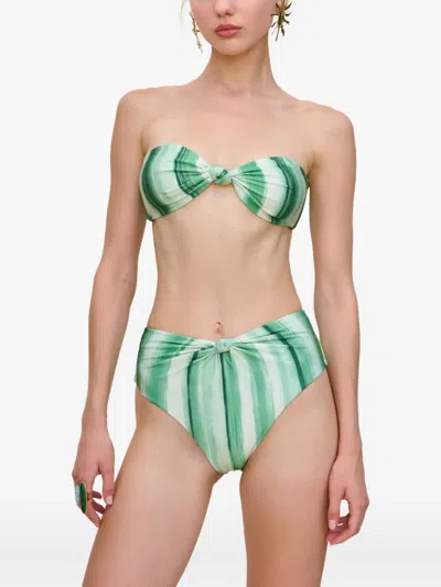 Cult Gaia Oswin Painted-stripe Bikini Bottom In Green
