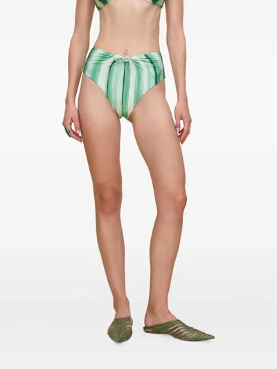 Cult Gaia Oswin Painted-stripe Bikini Bottom In Green