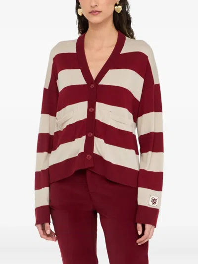 Liu •jo Striped Cardigan In Red