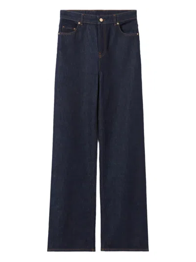 Claudie Pierlot Straight-leg Leather-patch Jeans In Blue