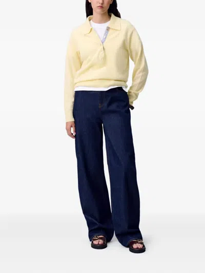 Claudie Pierlot Straight-leg Leather-patch Jeans In Blue