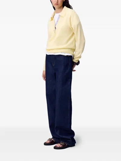 Claudie Pierlot Straight-leg Leather-patch Jeans In Blue