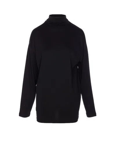 Lemaire Relaxed Mock Neck Long Sleeves Top In Black