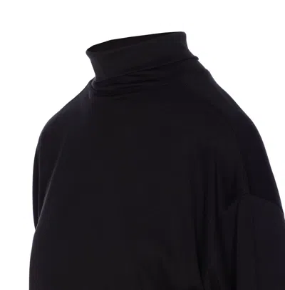 Lemaire Relaxed Mock Neck Long Sleeves Top In Black